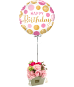 Vignette 1 Ballon Happy Rose+Bouquet de roses de savon