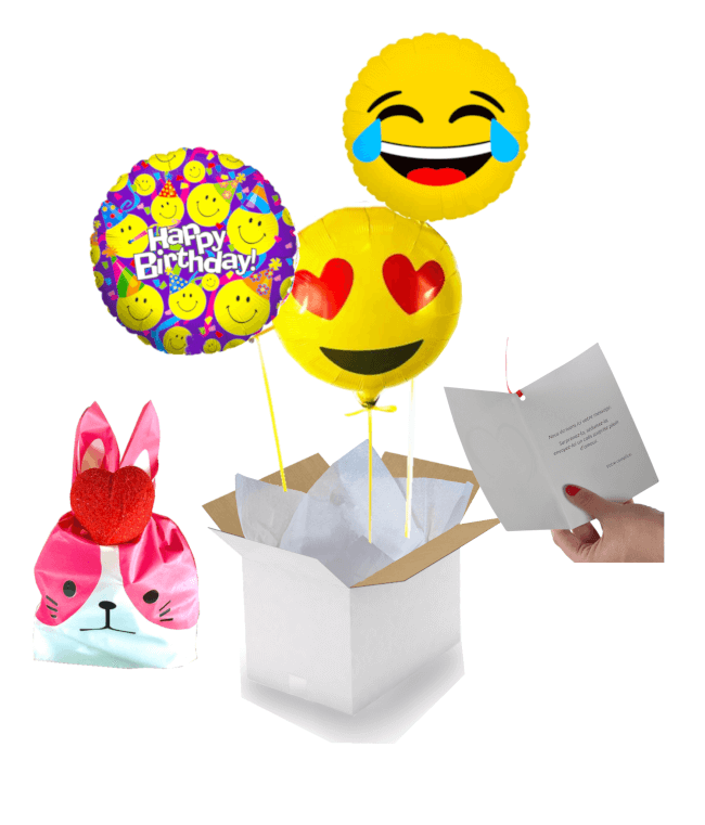 Image 1 Bouquet Happy Birthday Emoji+ballotin de Big Fraise Tagada