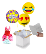 Vignette 1 Bouquet Happy Birthday Emoji+ballotin de Big Fraise Tagada
