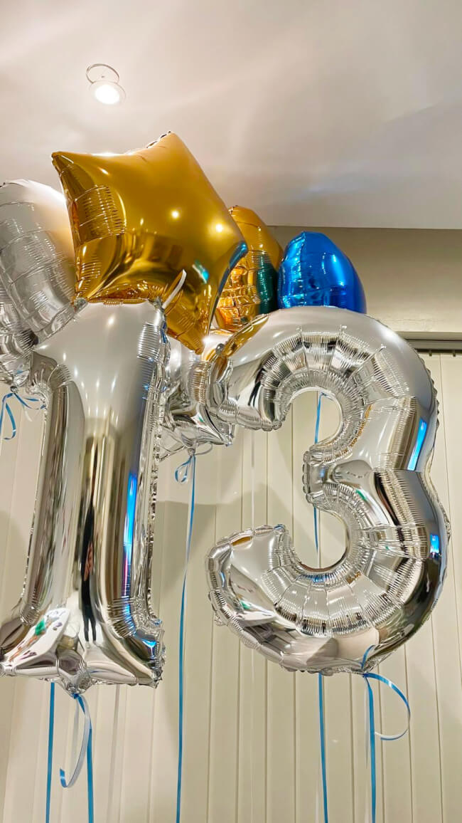 Image 1 Big Bouquet de Chiffre Argent à personnaliser +Ballon etoile doré,bleu et doré By Livrer un Ballon