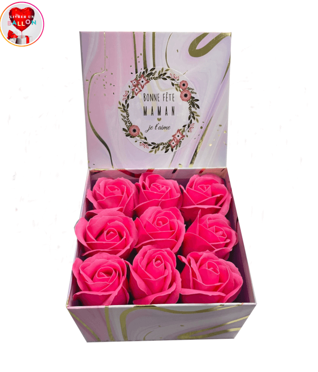 Image 1 Box "Bonne Fête Maman" Avec ces 9 Roses De Savon By Livrer un Ballon