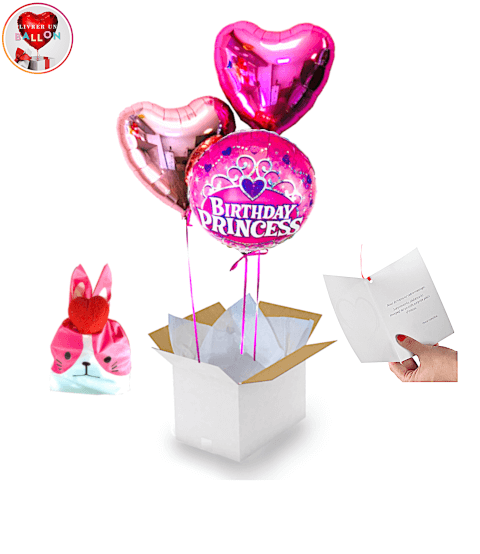 Bouquet de Ballons Happy Birthday Princess+Ballotin de Big Frais Tagada