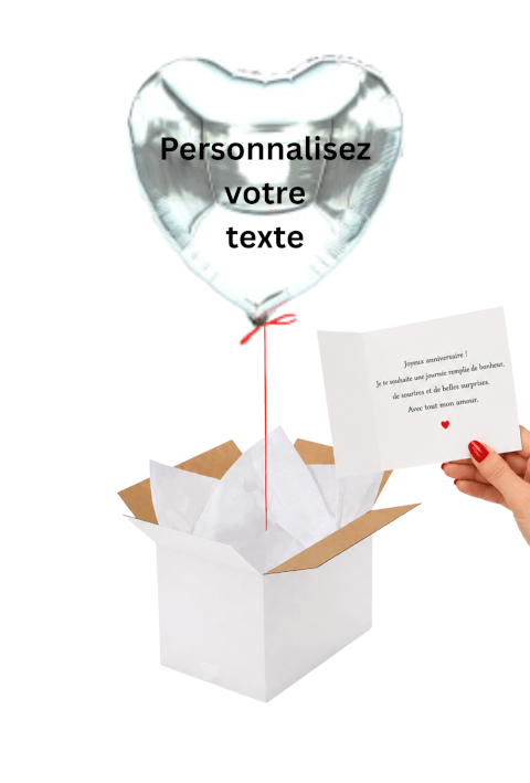 Ballon Cœur Argenté Personnalisé – Votre message sur mesure