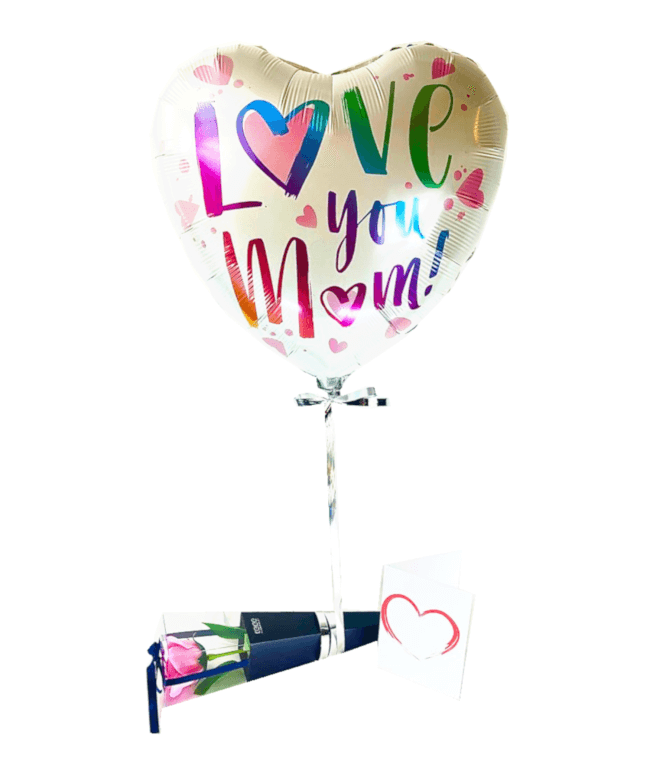 Image 1 Ballon Love you Mom+Rose de savon