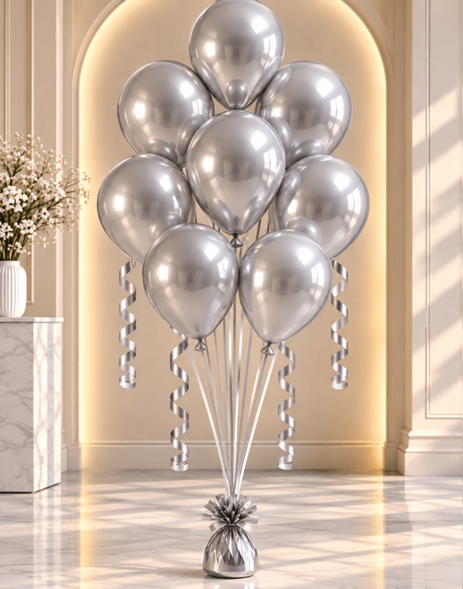 Image 1 Bouquet de 8 ballons hélium argent