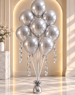 Bouquet de 8 ballons hélium argent 