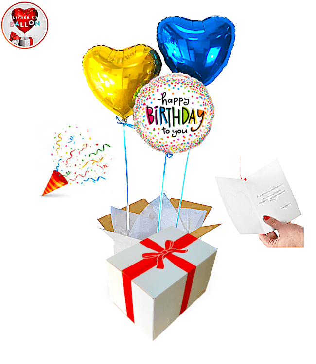 Image 1 Bouquet de Ballons Happy Birthday Confetti By Livrer un Ballon