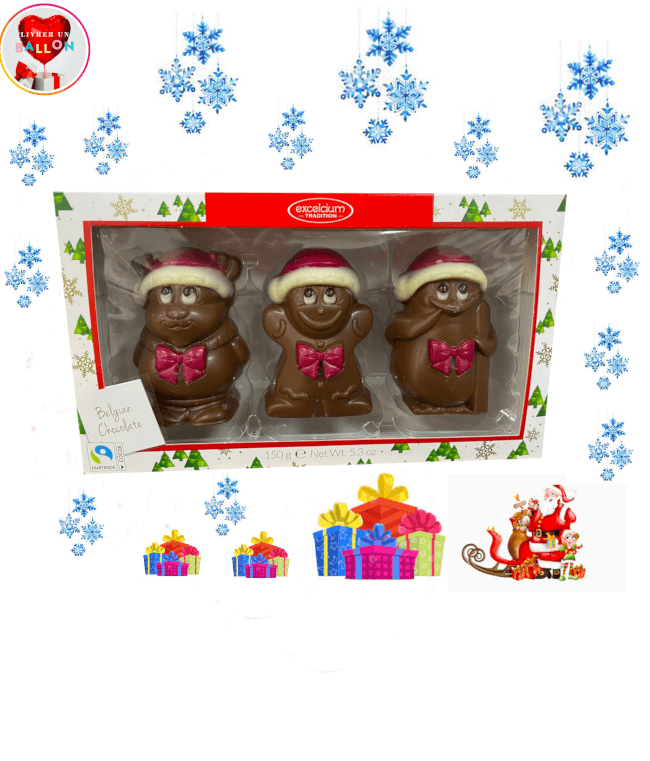 Image 1 Personnages Mignon Noel en Chocolat Belge By Livrer un Ballon