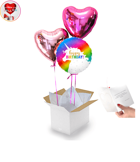 Bouquet de 3 Ballons Happy Birthday Licorne By Livrer un Ballon