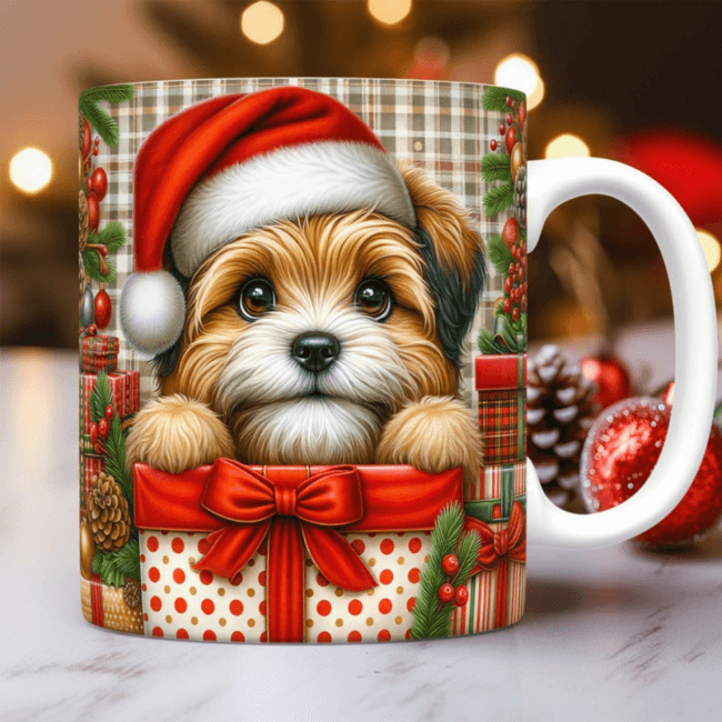 Image 1 Mug Chiot Noel texte à personnaliser