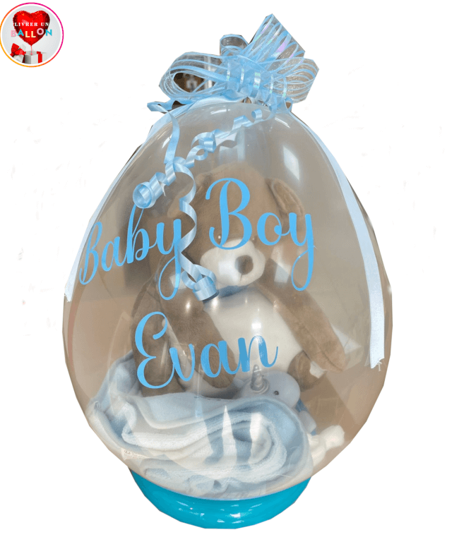 Image 1 Ballon Surprise Naissance à Personnaliser à l'exterieur plus produits àl'interieur(Cape de bain Au nom de Bébé) By Livrer un Ballon