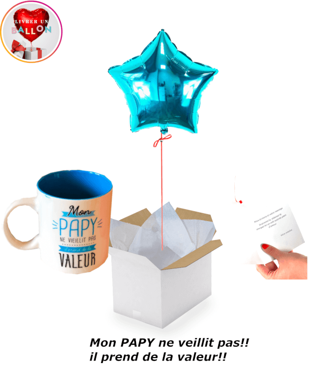 Image 1 Ballon Etoile Bleue+Mug "Mon Papy Ne veillit pas!!!"