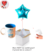 Vignette 1 Ballon Etoile Bleue+Mug "Mon Papy Ne veillit pas!!!"