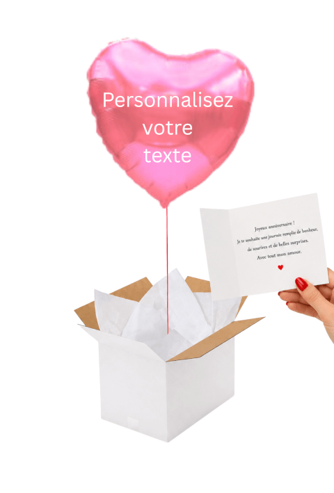 Ballon Cœur Rose Personnalisé – Votre message sur mesure