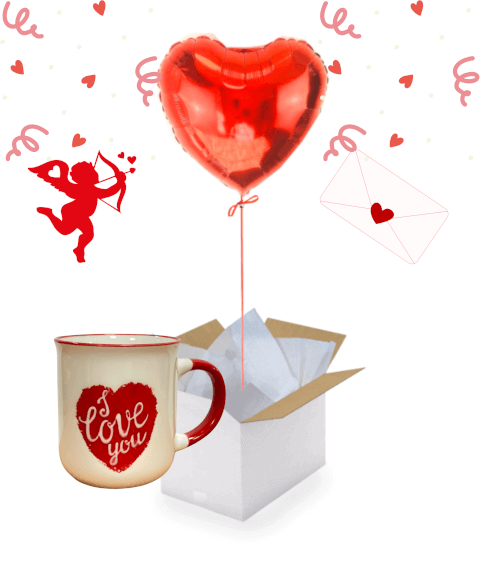 Coffret Surprise : Ballon Cœur Rouge + Mug "I Love You"