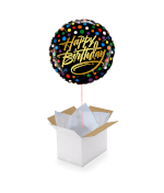 Vignette 1 Ballon Happy Birthday Confetti Noir