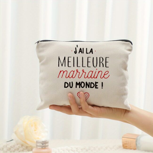 Image 1 Trousse à maquillage meilleure marraine du monde – Cadeau personnalisé – Idée site cadeau anniversaire – Livraison rapide