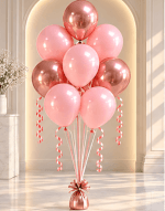 Bouquet de 8 ballons gonflés à l’hélium – Rose & Rose Gold