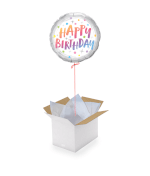 Vignette 1 Ballon Happy Birthday Argent