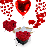 Vignette 1 Ballon coeur rouge + Box Coeur rempli de 13 Big Roses Rouges De savon
