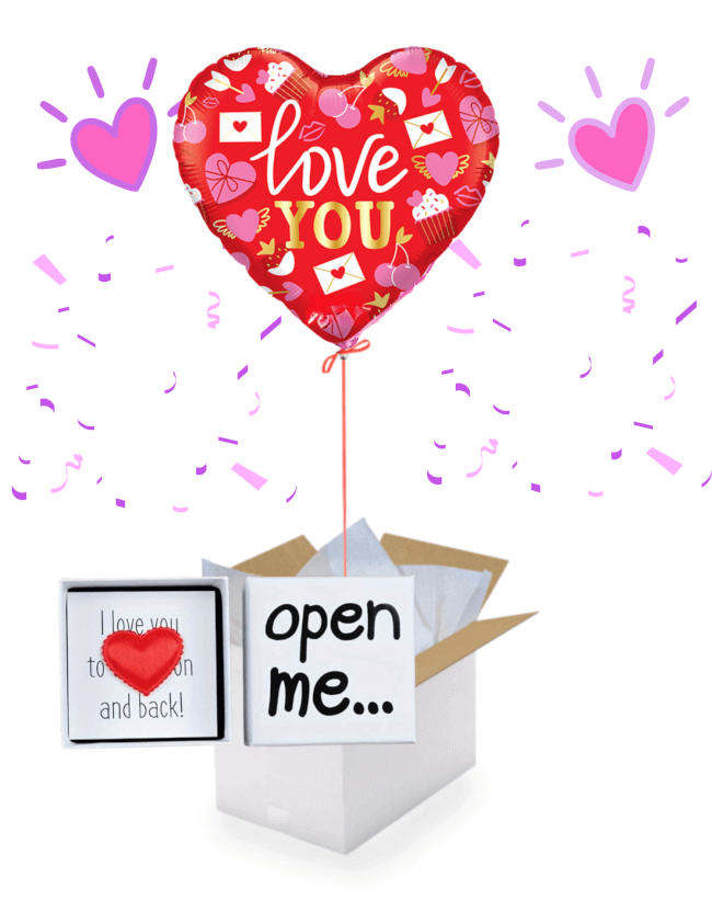 Image 1 Ballon Cœur “I Love You” 45 cm & Porte-Bonheur Cœur de Poche