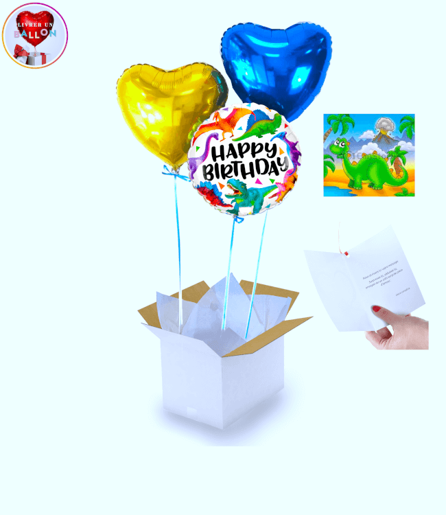Image 1 Bouquet de Ballons Happy Birthday Dinosaure By Livrer un Ballon