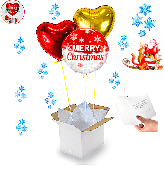 Image 1 Bouquet de 3 Ballons Merry Chrismas à personnaliser