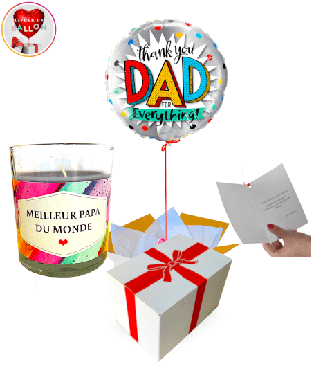 Ballon Fète des Péres + Bougie"Meilleur Papa du Monde!" By Livrer un Ballon