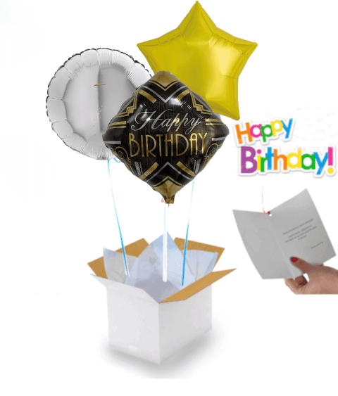 Bouquet de ballons "Happy Birthday" Or