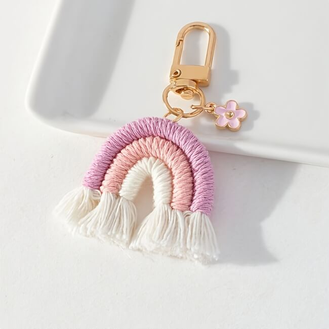 Image 1 Porte-Clés Arc-en-Ciel Bohème Rose