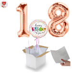 Vignette 1 Bouquet de Ballon Chiffre Rosé +Ballon Happy Birthday Confetti By Livrer un Ballon