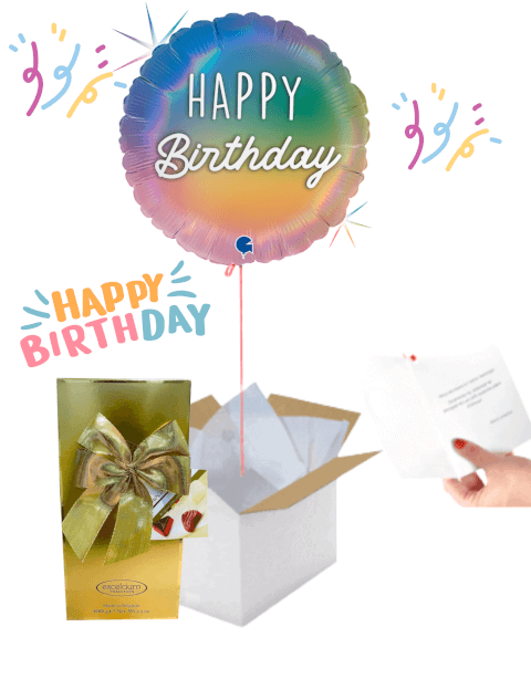 Livraison Ballon Happy Birthday & Ballotin de Chocolats Belges – La Surprise Anniversaire Qui Fait Sensation