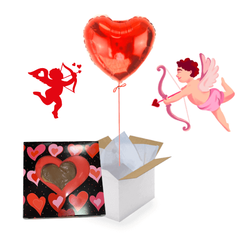 Image 1 Ballon coeur rouge 45cm et son biscuit coeur nutella