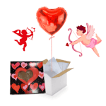 Vignette 1 Ballon coeur rouge 45cm et son biscuit coeur nutella