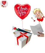 Vignette 1 Ballon Coeur Rouge I Love You + Rose Rouge de Savon By Livrer un Ballon