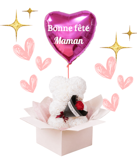 Ballon Cœur Rose “Bonne Fête Maman” ou personnalisable avec le texte de votre choix!