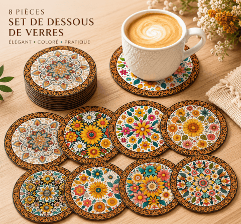 Set de 8 Dessous de Verres Floraux Bohème