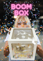 Vignette 1 BOX Ballon Explosion Confettis! Bonbons Haribo,Texte à personnaliser sur la Box 