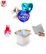 Vignette 1 Bouquet de Ballon Happy Birthday Astral + Ballotin de Big Fraise Tagada Coeur By Livrer un Ballon