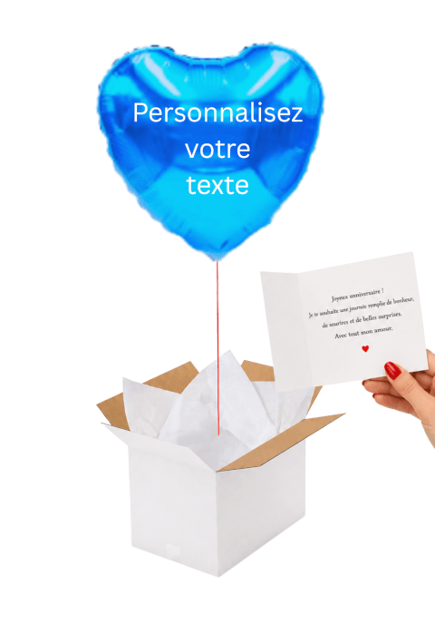Ballon Cœur Bleu Personnalisé – Votre message sur mesure
