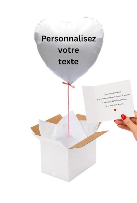 Ballon Cœur Blanc Personnalisé – Votre message sur mesure