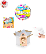 Vignette 1 Ballon Happy Birthday Pop Art +Ballotin de De Meringue By Livrer un Ballon