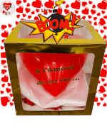 Vignette 1 BOOM LOVE BOX 35X35X35!Explosion confettis coeur rouges!accompagnée de 12 roses rouges de savon,Texte à personnaliser sur la Box By Livrer un Ballon