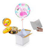 Vignette 1 Ballon Happy Birthday Flamant Rose+Boite Emoji Cookies
