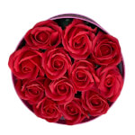 Vignette 1 Boîte Ronde à Personnaliser avec 12 Roses Rouges en Savon pour la Saint-Valentin