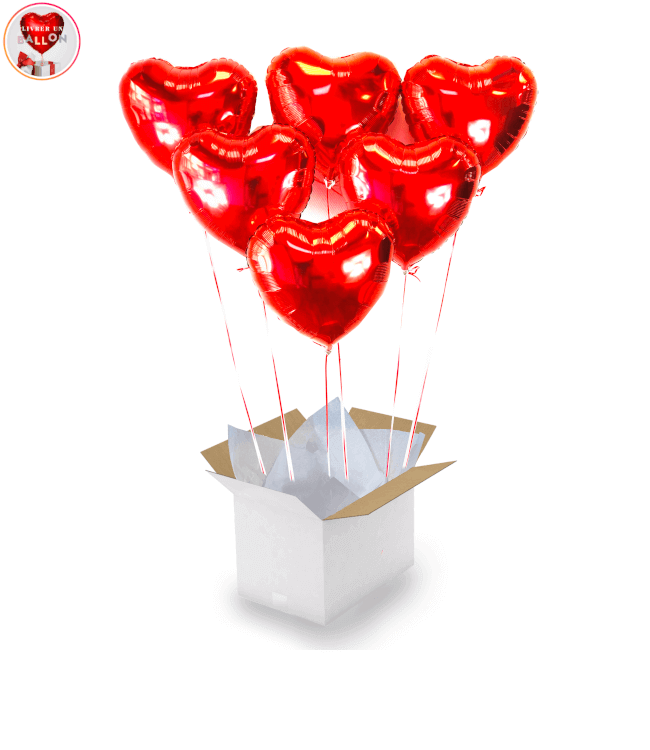 Image 1 Big Bouquet de 6 Coeurs Rouges à Personnaliser By Livrer un Ballon