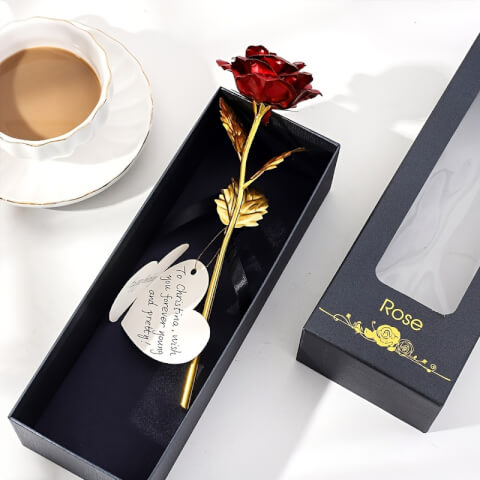 Rose Éternelle en Fleur Artificielle – Avec Boîte Cadeau et Carte