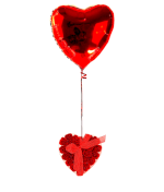 Vignette 1 Ballon coeur rouge +24 fleurs de roses rouge de savon