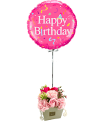 Vignette 1 Ballon Happy Fête+Bouquet de roses de savon