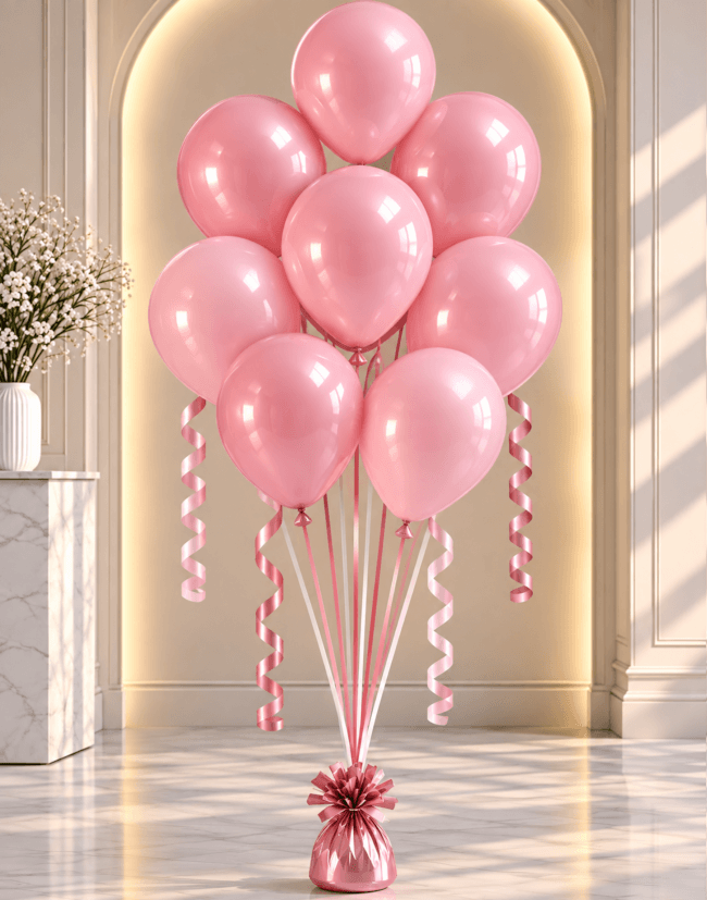 Image 1 Bouquet de 8 ballons hélium rose – Élégant et prêt à offrir